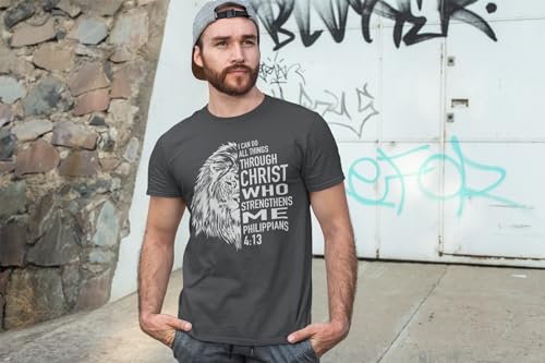 shop4ever I Can Do All Things Through Christ Philippians 4:13 T-Shirt - color: Charcoal, size: Medium