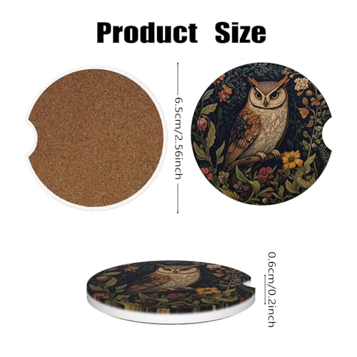 Ceramic Car Cup Coasters 2PCS - Owl - color: Owl