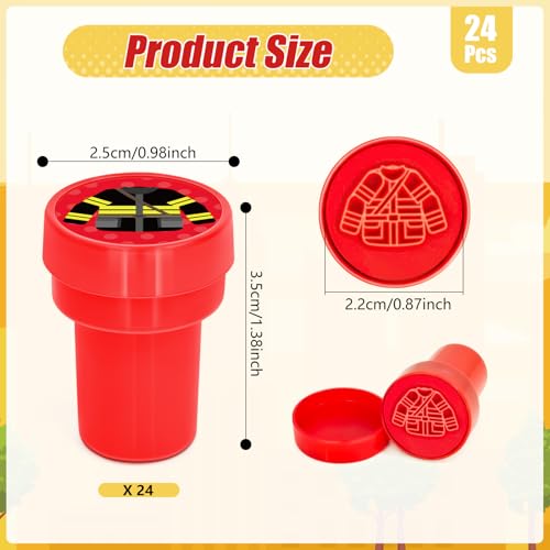 Cinrobiye 24 Pcs Fire Truck Stampers Party Favor Set, Cute Firefighter Truck Stamps for Kids Birthday Party, Classroom Rewards, Carnival Prizes, Goody Bag Fillers, Fire Safety Party Supplies - color: Fire Truck