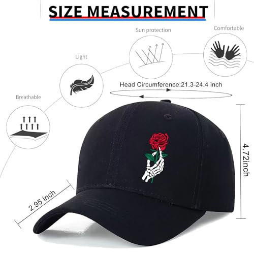 Baseball Cap for Men Cotton Black Baseball Hat for Mens Snapback Hats Trucker Dad Hat Snap Back Flat Bill Men's Caps - color: Fingers Holding Flowers