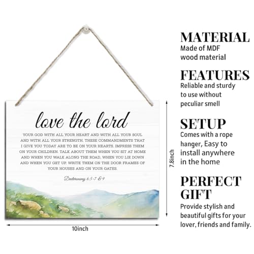 Christian Decor, Rustic Hanging Wood Plaque Sign, Scripture Decor, Decorative Sign for Wall, Wood Plaque Sign Wall Hanging, Door Hanger, Home Office Decor, Bible Verse Decor, Deuteronomy 6:5-7 Sign - color: Deuleranamy 6:5-7 89