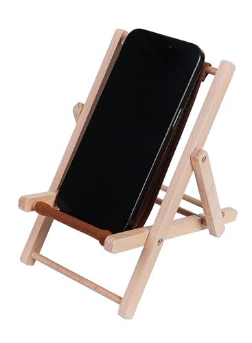 Foldable Wooden Cell Phone Stand, Phone Holder for Desks - color: Brown