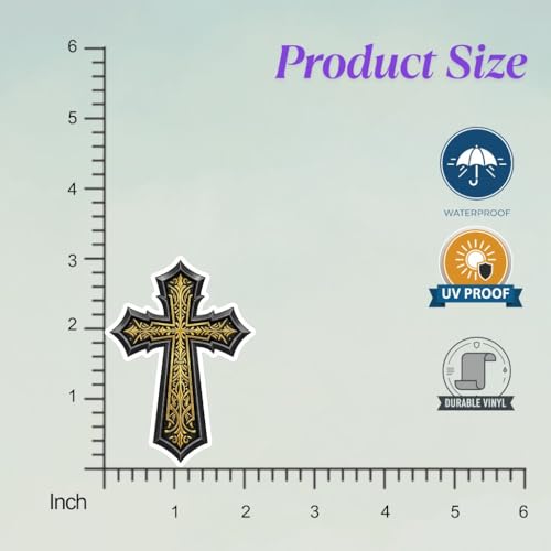 (3 PCS) Cross Sticker Kindle Stickers Book Stickers 3 Inch, Cross Nails Vinyl Sticker, Christian Cross Waterproof Vinyl Decal for Water Bottle, Scrapbook, Tumbler, Laptop