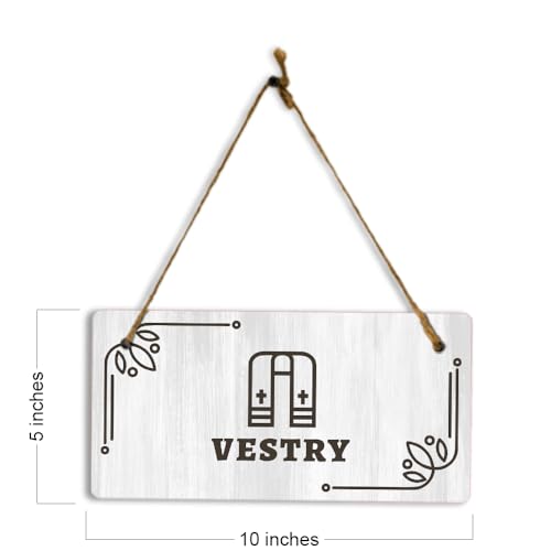 Vestry 5x10 Hanging Plus Wall or Door Sign | Religious Rustic Wood Sign