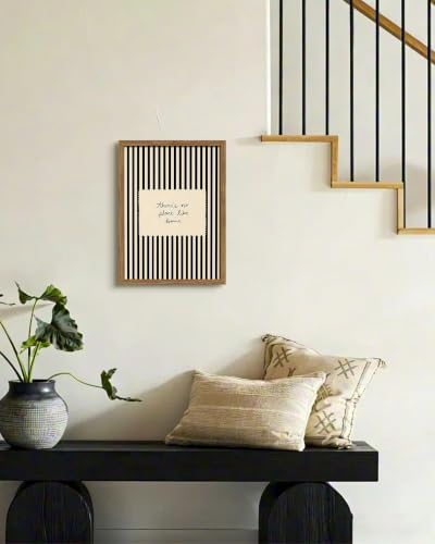 Vintage Inspirational Wall Art, Minimalist There is No Place Like Home Canvas Wall Decor Painting, Black and White Striped Quote Artwork Print Picture for Living Room Bedroom 12x16 Inch Framed - color: Black and White Stripes, size: 16"L x 12"W