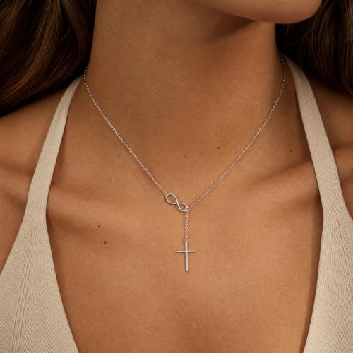Mujahid S925 Sterling Silver Cross Necklace for Women