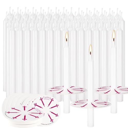 150 Pack 4 Inch White Church Taper Candles with Drip Protectors - color: white-4"150pcs
