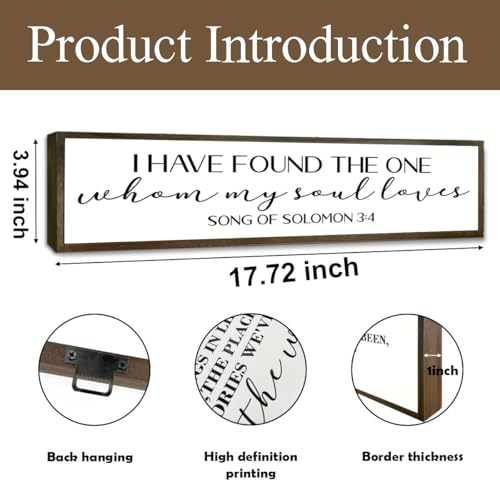 Christian Desk Sign, Master Bedroom Decor, Song of Solomom 3:4 Sign for Home Decor, Decoration for Wedding Anniversary, I Have Found the One Whom My Soul Loves Sign 17.8x4x1.2 inches - color: Religion Sign 22