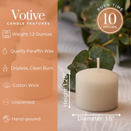 Simply Soson Ivory Votive Candle Set of 24 Bulk Unscented 10Hr Burn - color: Ivory, size: 24 pack - Without Glass