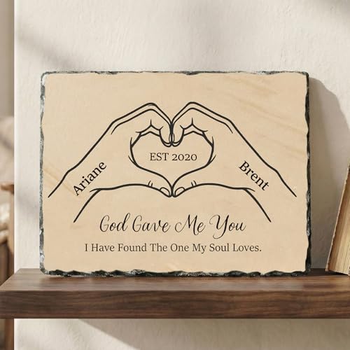 God Gave Me You Anniversary Wedding Gift for Couple - Personalized Slate Stone Plaque with Names & Date - Rustic Christian Wedding or Anniversary Keepsake for Husband Wife Keepsake (S-231) - color: S-231