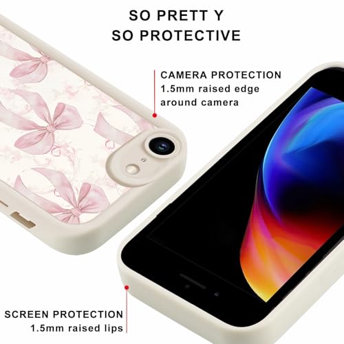 Aesthetic Blue Flower Bow Phone Case for Apple iPhone 8 iPhone 7 iPhone SE 2022/2020 4,7", Cute Floral Girly Ribbon Bowknot Pattern Soft TPU Shockproof Cell Phone case for Women Girls Man,Beige - color: Beige, size: for iPhone 8 7 iPhone SE 2022/2020