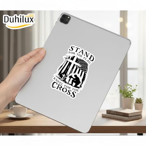 (2PCS Black and White) Stand for The Flag Kneel for The Cross Sticker 5 inch, stickers for trucks, window stickers for trucks, religious car decals, Waterproof Vinyl Decals For Cars, Laptops, Tumblers
