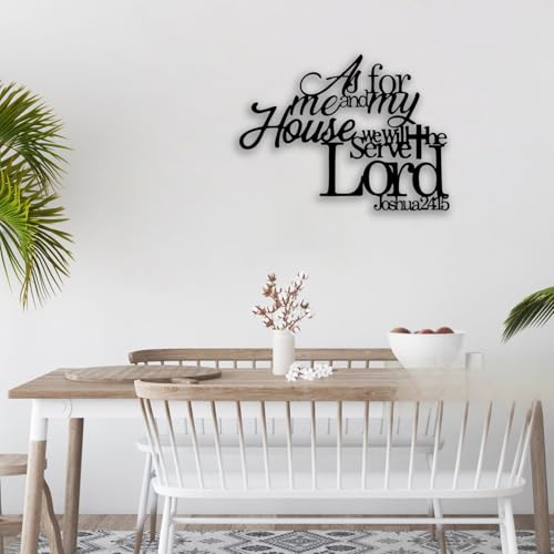 Joshua 24 15 Cross Metal Wall Decor - Christian Room Decor Scripture Motivational Wall Art Home Decor for Living Room, Bedroom, Dining Room, Bathroom, Office (Black)