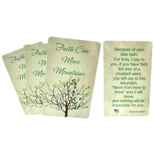Westmon Works Mustard Seed Holy Card with Faith Can Move Mountains Prayer Bulk Lot Laminated Made in the USA, Pack of 10