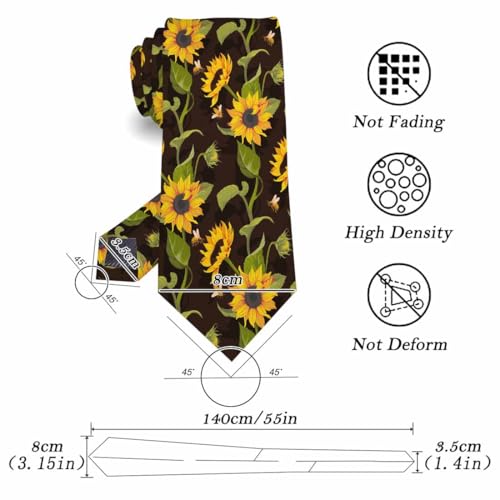 Men's Novelty Tie Black Neckties for Men Business Wedding Formal Fashion Party Accessories Gift for Husband Father - color: Yellow Sunflowers