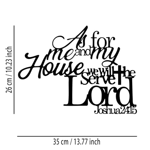 Joshua 24 15 Cross Metal Wall Decor - Christian Room Decor Scripture Motivational Wall Art Home Decor for Living Room, Bedroom, Dining Room, Bathroom, Office (Black)
