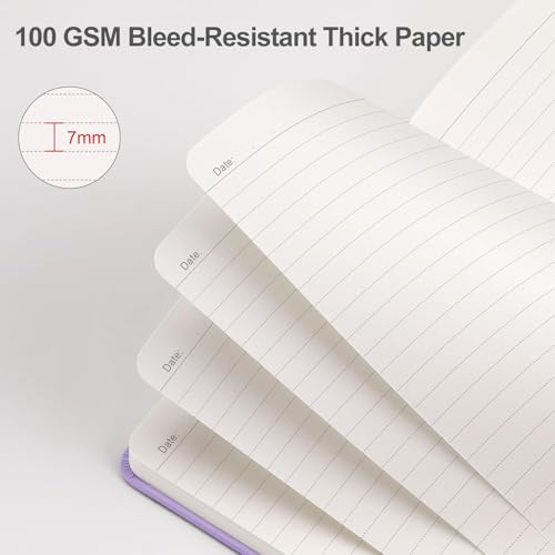 EMSHOI Lined Journal Notebook, 192 Numbered Pages, A5 Size (5.7'' x 8.3'') - color: Light Purple, style: Ruled
