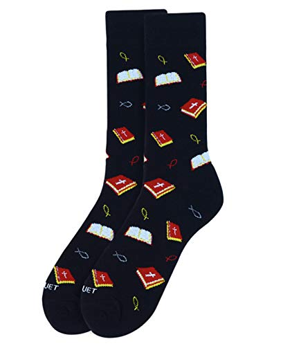 Men's Bibles and Cross & Fish Novelty Symbols Crew Dress Socks