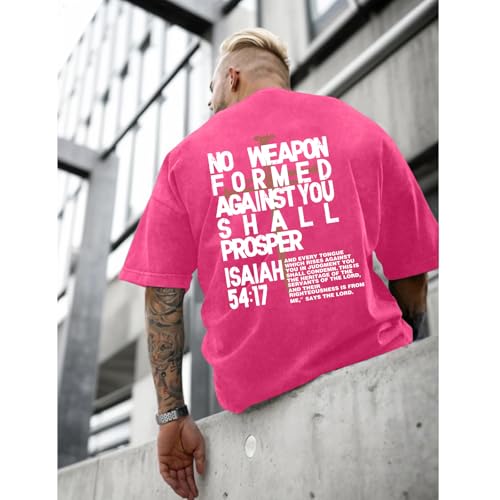 Christian Jesus Shirts for Men Faith Religious Graphic Tees Vintage Oversized Acid Wash Tshirts God Shirt Streetwear - color: Pink, size: Small