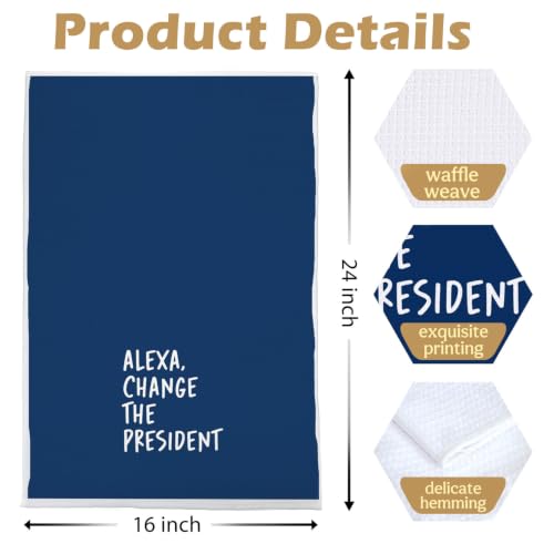 Funny Political Kitchen Towels - Change the President Waffle Weave Dish Towels, Funny Kitchen Bathroom Decor, House Warming Gifts, Changing Towel, 16×24 Inches- Blue - color: Blue
