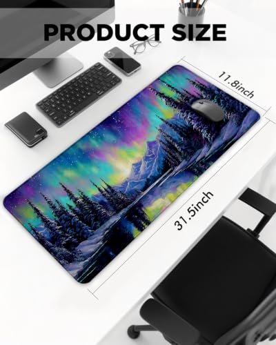 Mouse Pad, Desk Mat, 31.5x11.8in Large Mousepad, Aurora - color: Aurora