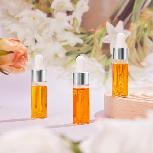 Didaey 100 Pcs Mini Glass Oil Dropper Bottle, 5 ml, Classic Silver - color: Classic Silver, size: 5 ml
