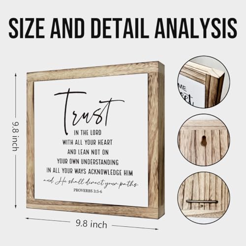 Scripture Sign, Proverbs 3:5-6 Sign, Trust In the Lord with All Thine Heart Sign, Wooden Plaques Box Signs, Bible Verse Wood Sign, Scripture Tabletop Decor, Christian Wooden Box Sign Desk Decor - color: Christian A02