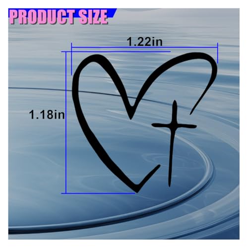 Craedli Cross Heart Car Rearview Mirror Sticker Decal 1.22×1.18 Inch, Black - size: Cross Heart-Black