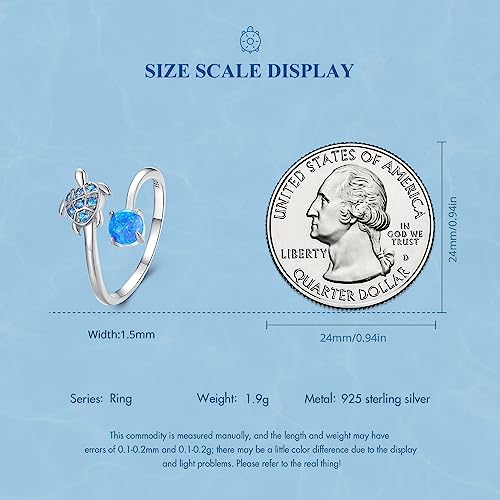 MUNDELL Blue Turtle Koi Fish Adjustable Ring Bird Animal Open Ring Seahorse Chameleon Wrap Finger Rings for Women Statement Ring - color: Turtle