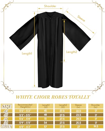 Toulite 6 Pcs Choir Robes for Church Adults - color: Black, size: Size 54