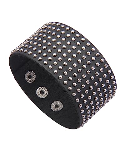 GelConnie Leather Cuff Bracelet Punk Braided Bracelets Rock Leather Wristbands Faux Mens Leather Bracelet Gothic Viking Bangle Adjustable Wrap Bracelet for Women,Men - color: Black Leather Bracelet