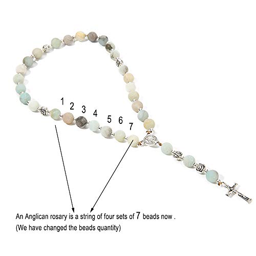 8mm Handmade Anglican Prayer Beads Rosary for Women - color: Silver(Amazonite)