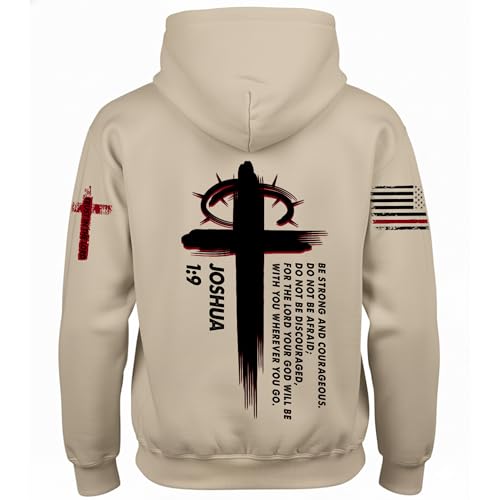 Custom Christian Hoodies for Men Women Faith Cross Jesus Hoodie Bible Religious Gifts Personalized Christmas - color: Sand, size: XX-Large