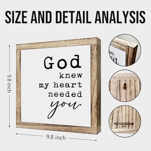 SUSZDOU Christian Wood Decor, Rustic Wooden Plaque Sign, God Knew My Heart Needed You, Multicolor, 9.8x9.8 Inch, Tabletop Mount, Home, Office, Bedroom, Gift - color: multicolor