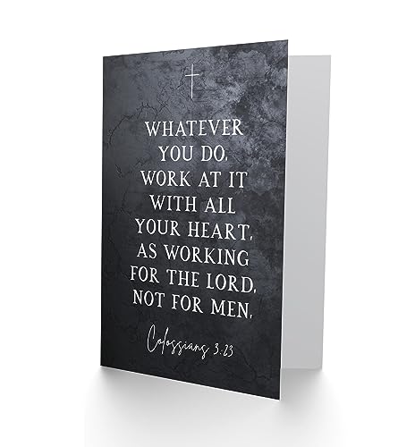 Artery8 Colossians 3:23 Whatever You Do Work At it With All Your Heart Christian Bible Verse Quote Scripture Typography Sealed Greeting Card Plus Envelope Blank inside - color: All Your Heart