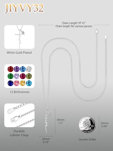 Faith Necklace White/Rose/Gold Birthday Gifts for Wife Her - color: White Gold-04-April