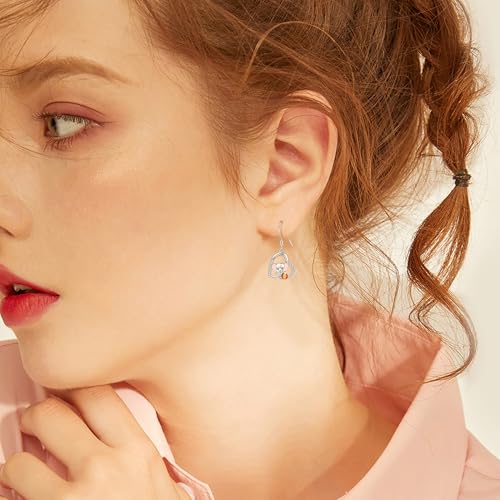 Crab/Mushroom/Lobster/Bat/Angler Fish/Tiger/Elephant/Jellyfish/Flamingo/Scorpion Earrings Dangling Sterling Silver Created Blue Opal Earrings Jewelry Gifts for Women Girls… - style: Elephant