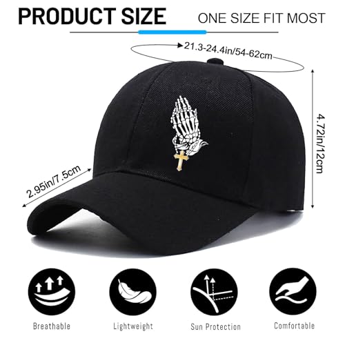 Baseball Cap for Men Cotton Black Baseball Hat for Mens Snapback Hats Trucker Dad Hat Snap Back Flat Bill Men's Caps - color: Put the Palms Together
