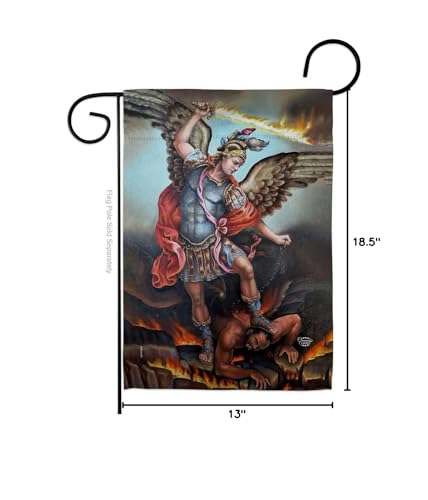 St. Michael Vanquishing Satan Garden Flag Religious Faith Hope Grace Peace Dove Christian Religion Easter Small Decorative Gift Yard House Banner Made In USA 13 X 18.5 - size: Garden Flag 13" x 18.5" Only