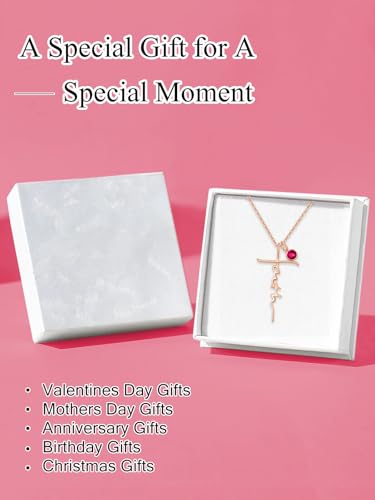 Faith Necklace White/Rose/Gold Birthday Gifts for Wife Her - color: Rose Gold-07-July