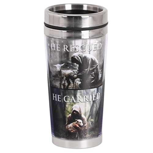 Dicksons He Ran He Rescued He Carried Grey Stainless Steel Travel Tumbler with Lid 16 Ounce