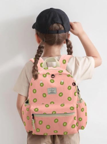 atgark Corduroy Toddler Backpack for Boys Girls Kids Preschool Backpacks - color: Kiwi Fun Corduroy, size: Age 2-5 (13.3" H Fit A4 Folder)