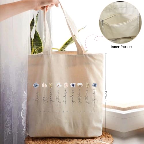 Canvas Christian Tote Bags Bible Canvas Bag Faith Friend Birthday Christian Gifts Graphic Totes Sunday Church Bag - color: 06 Christian Flower