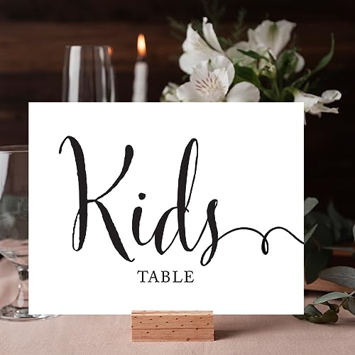 Andaz Press Wedding Party Signs, Formal Black and White Print, 8.5x11-inch, Kids Table Sign, 1-Pack, For Company Holiday Parties, Easter - color: Kids Table