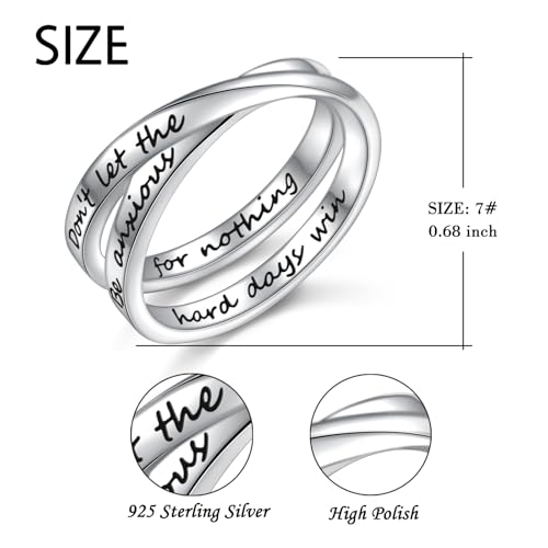 YinShan 925 Sterling Silver Inspirational Ring I am Enough Rings/God Grant Me The Serenity/Always Remember You Are Braver for Women Girls Size 6-9 - style: Don't Let the Hard Days Win