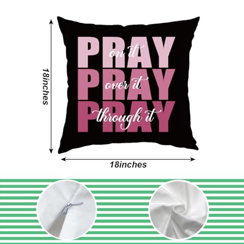KongMoTree Bible Verse Pillow, Christian Holy Bible Prayer Pillow Covers - Inspirational Gifts for Women & Girls - Sofa, Living Room Home Decor (Black) - color: Pray-black