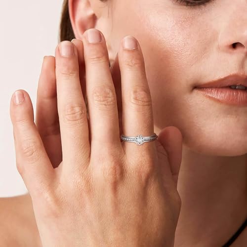Fidget Spinner Rings for Anxiety Women Sterling Silver Stress Relief Gifts - style: Lotus