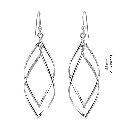 Charmsy 925 Sterling Silver Double Twisted Infinity Dangle Earrings for Women | Linear Marquise Large Loops Classic Infinity Drop Dangle Earrings - color: Classic Infinity