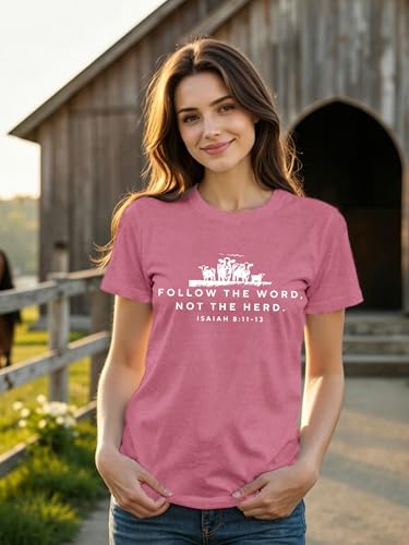Western Christian Shirts for Women Jesus Bible Verse Religious Tshirt - color: Pink, size: XX-Large