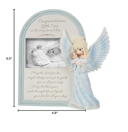 Precious Moments Baptism Picture Frame | May God Send His Angels To Watch You And Guide You Resin/Glass Photo Frame | Baptism Gift | Baby Gift | 3" x 4" Photo